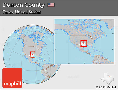Gray Location Map of Denton County, highlighted parent region, within the entire country