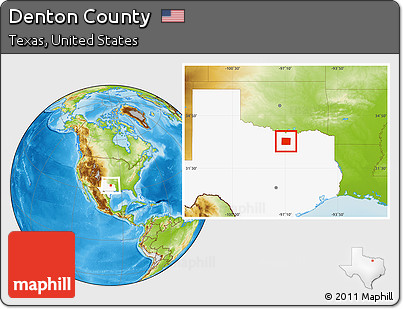 Physical Location Map of Denton County, highlighted parent region