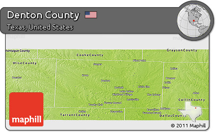 Physical Panoramic Map of Denton County