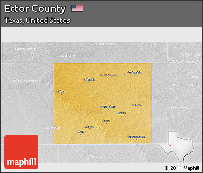 Physical 3D Map of Ector County, lighten, desaturated