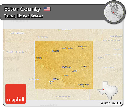 Physical 3D Map of Ector County, lighten