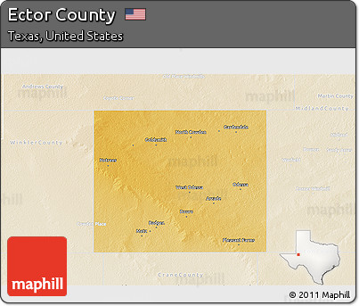 Physical 3D Map of Ector County, lighten