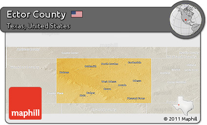 Physical Panoramic Map of Ector County, lighten, semi-desaturated