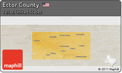 Physical Panoramic Map of Ector County, lighten, semi-desaturated