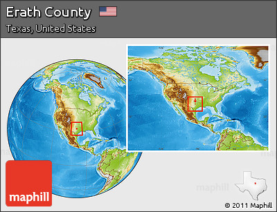 Physical Location Map of Erath County, within the entire country