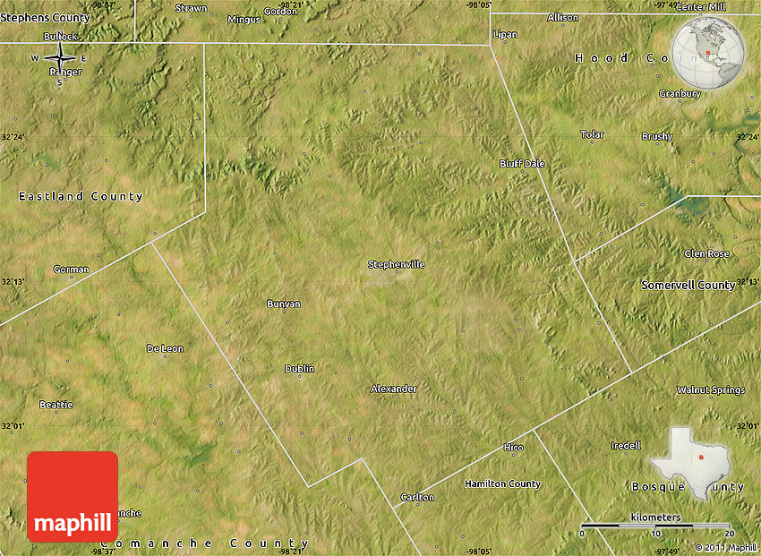 Satellite Map of Erath County
