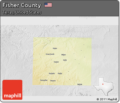 Physical 3D Map of Fisher County, lighten, desaturated