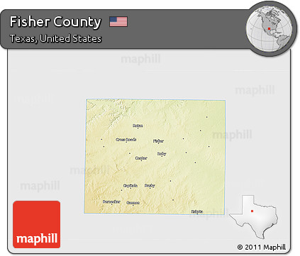 Physical 3D Map of Fisher County, single color outside