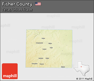 Physical 3D Map of Fisher County, single color outside