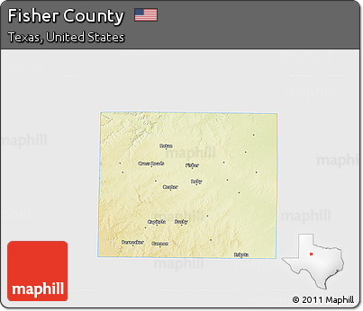 Physical 3D Map of Fisher County, single color outside