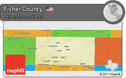 Physical Panoramic Map of Fisher County, political outside