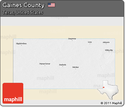 Classic Style 3D Map of Gaines County, single color outside