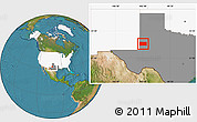 Satellite Location Map of Gaines County, highlighted country, highlighted parent region