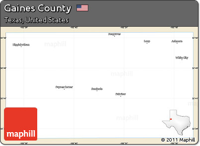 Classic Style Simple Map of Gaines County, single color outside