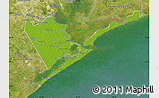 Physical Map of Galveston County, satellite outside