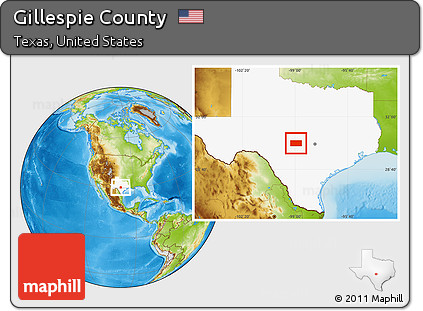 Physical Location Map of Gillespie County, highlighted parent region