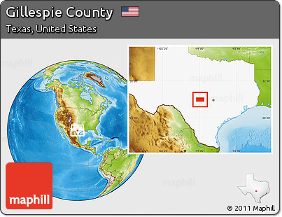 Physical Location Map of Gillespie County, highlighted parent region