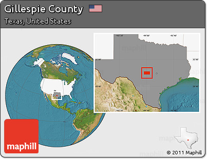 Satellite Location Map of Gillespie County, highlighted country, highlighted parent region