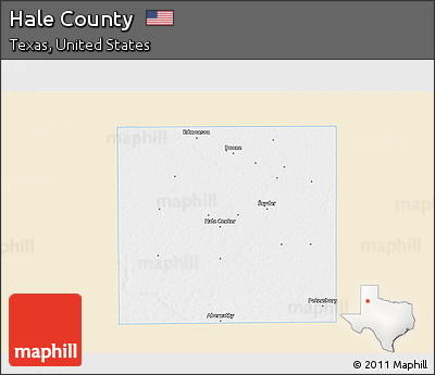 Classic Style 3D Map of Hale County, single color outside