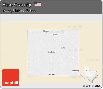 Classic Style 3D Map of Hale County, single color outside