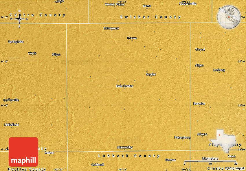 Physical Map of Hale County