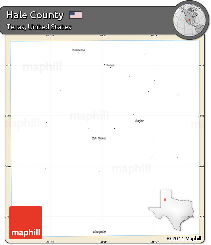 Classic Style Simple Map of Hale County, single color outside