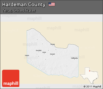 Classic Style 3D Map of Hardeman County, single color outside