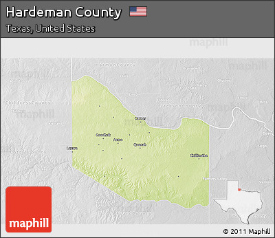 Physical 3D Map of Hardeman County, lighten, desaturated