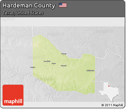 Physical 3D Map of Hardeman County, lighten, desaturated