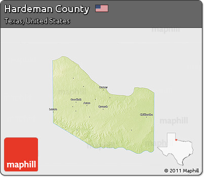 Physical 3D Map of Hardeman County, single color outside