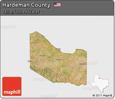 Satellite 3D Map of Hardeman County, single color outside