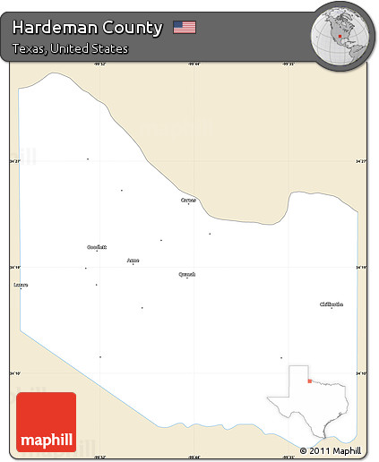 Classic Style Simple Map of Hardeman County, single color outside