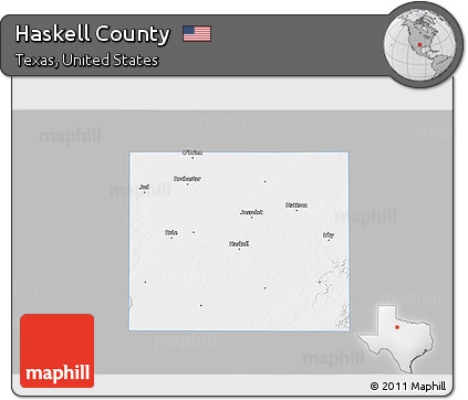 Gray 3D Map of Haskell County, single color outside