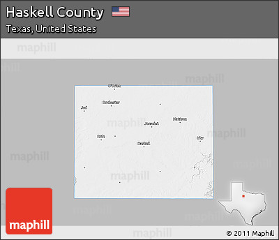 Gray 3D Map of Haskell County, single color outside