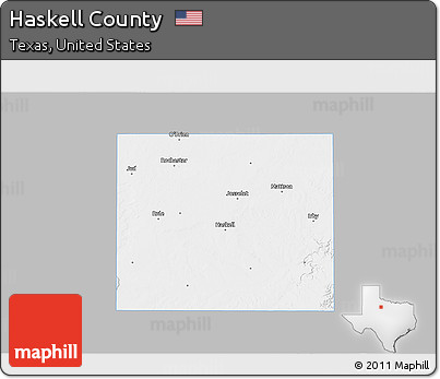 Gray 3D Map of Haskell County, single color outside