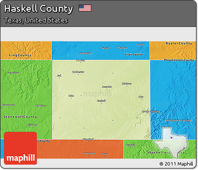 Physical 3D Map of Haskell County, political outside