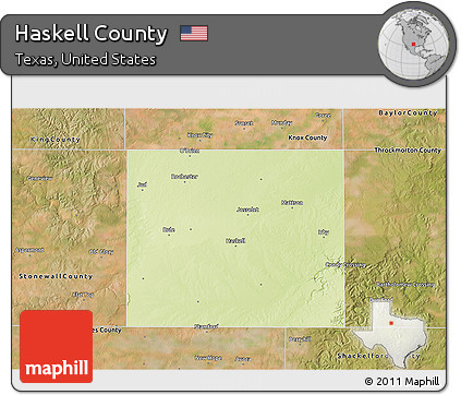 Physical 3D Map of Haskell County, satellite outside
