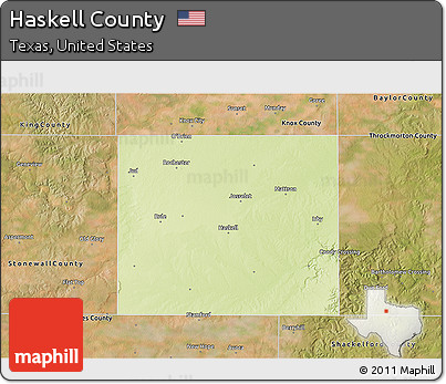 Physical 3D Map of Haskell County, satellite outside