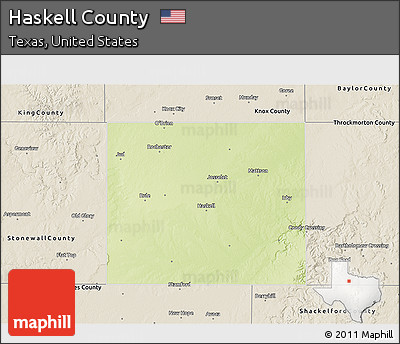 Physical 3D Map of Haskell County, shaded relief outside