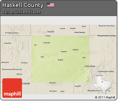 Physical 3D Map of Haskell County, shaded relief outside