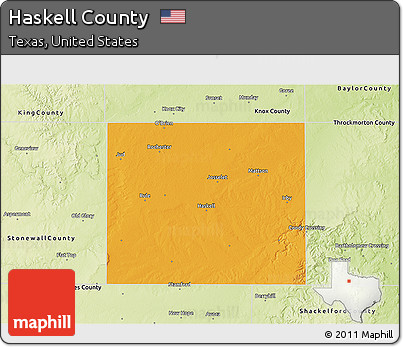 Political 3D Map of Haskell County, physical outside