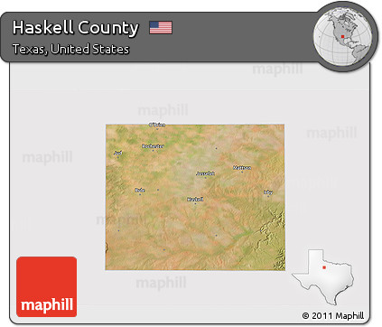 Satellite 3D Map of Haskell County, cropped outside