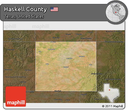 Satellite 3D Map of Haskell County, darken