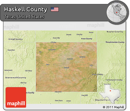 Satellite 3D Map of Haskell County, physical outside