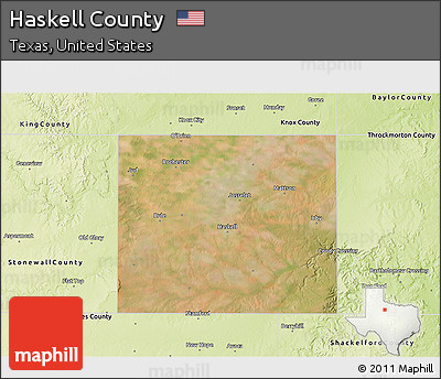 Satellite 3D Map of Haskell County, physical outside