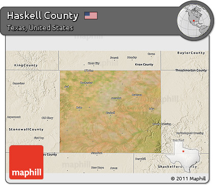 Satellite 3D Map of Haskell County, shaded relief outside