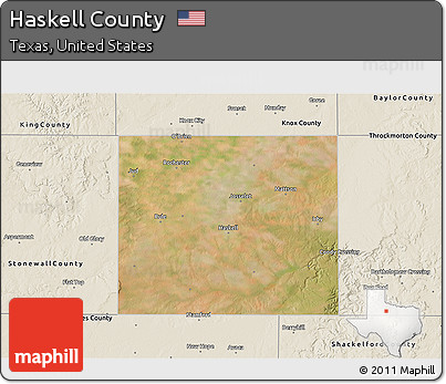 Satellite 3D Map of Haskell County, shaded relief outside