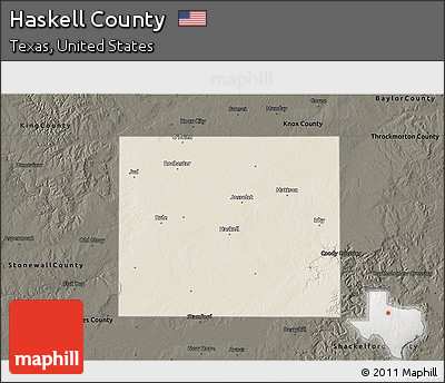 Shaded Relief 3D Map of Haskell County, darken