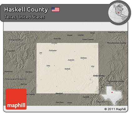Shaded Relief 3D Map of Haskell County, darken