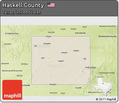 Shaded Relief 3D Map of Haskell County, physical outside